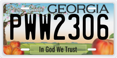 GA license plate PWW2306