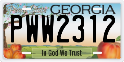 GA license plate PWW2312