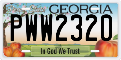 GA license plate PWW2320