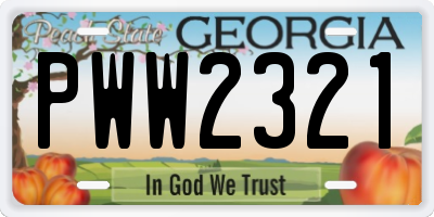 GA license plate PWW2321