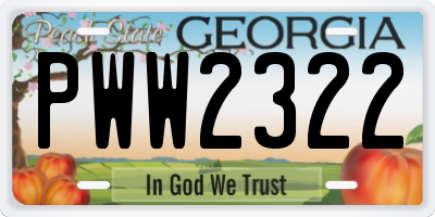 GA license plate PWW2322