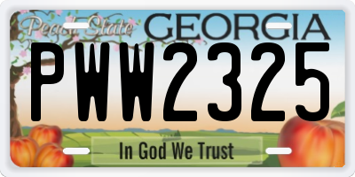 GA license plate PWW2325
