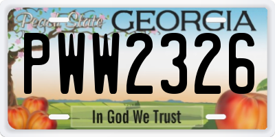 GA license plate PWW2326