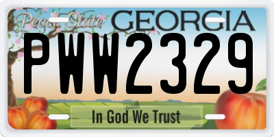 GA license plate PWW2329
