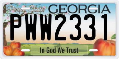 GA license plate PWW2331