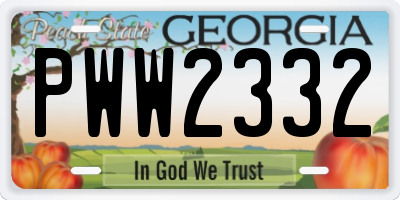 GA license plate PWW2332