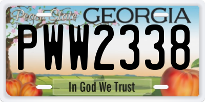 GA license plate PWW2338