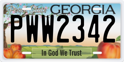 GA license plate PWW2342