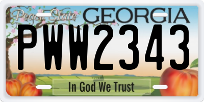 GA license plate PWW2343