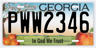 GA license plate PWW2346