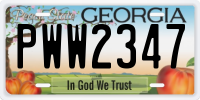 GA license plate PWW2347