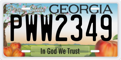 GA license plate PWW2349