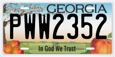 GA license plate PWW2352