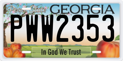 GA license plate PWW2353
