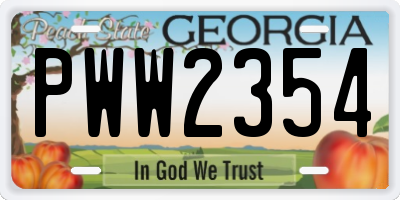 GA license plate PWW2354