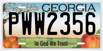 GA license plate PWW2356