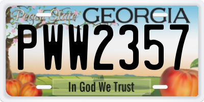 GA license plate PWW2357