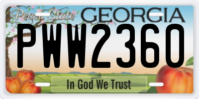 GA license plate PWW2360