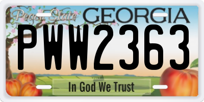 GA license plate PWW2363