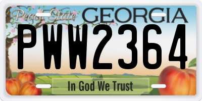 GA license plate PWW2364