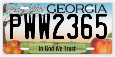 GA license plate PWW2365
