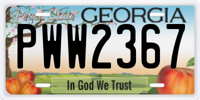 GA license plate PWW2367