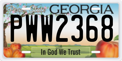 GA license plate PWW2368