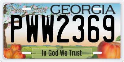 GA license plate PWW2369