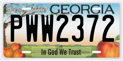 GA license plate PWW2372