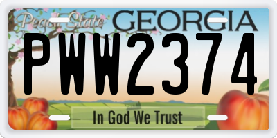 GA license plate PWW2374