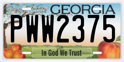 GA license plate PWW2375