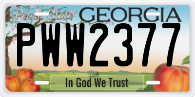 GA license plate PWW2377