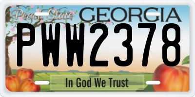 GA license plate PWW2378