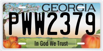 GA license plate PWW2379