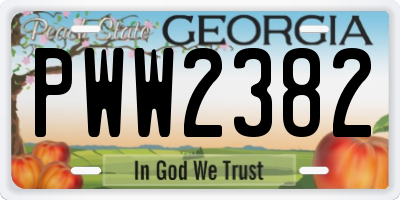 GA license plate PWW2382