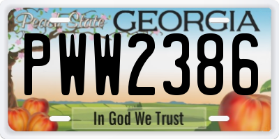 GA license plate PWW2386