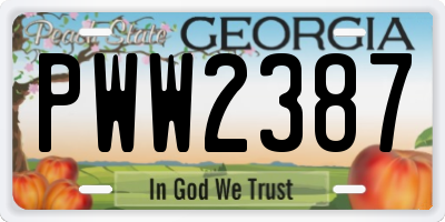 GA license plate PWW2387