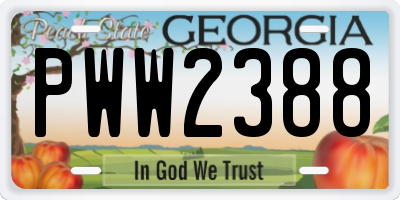 GA license plate PWW2388