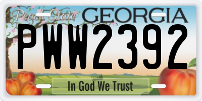 GA license plate PWW2392