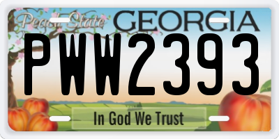 GA license plate PWW2393
