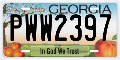 GA license plate PWW2397