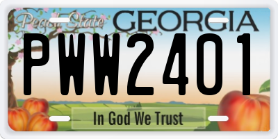 GA license plate PWW2401