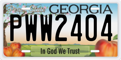 GA license plate PWW2404