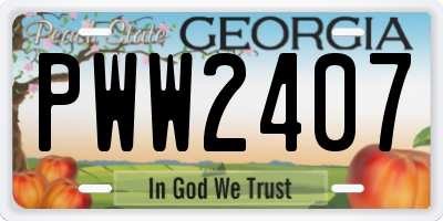GA license plate PWW2407