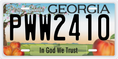 GA license plate PWW2410