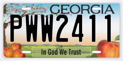 GA license plate PWW2411