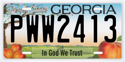 GA license plate PWW2413