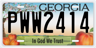GA license plate PWW2414