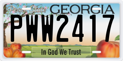 GA license plate PWW2417