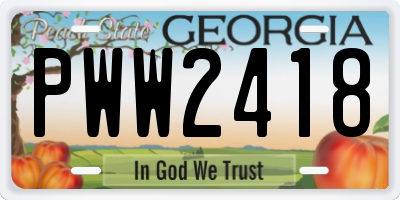 GA license plate PWW2418